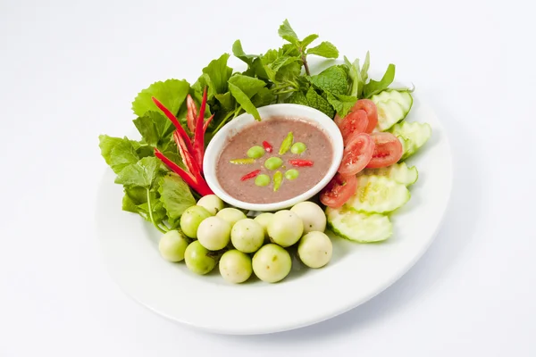 Cocina tailandesa-Asiática Ensalada con salsa picante — Foto de Stock