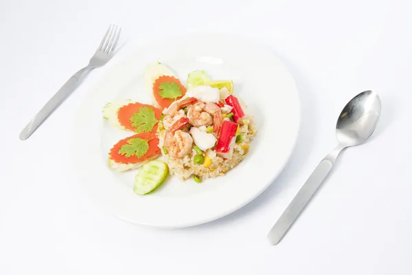 Thaise gebakken rijst met seafoods — Stockfoto