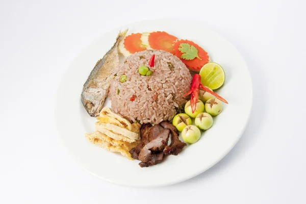 Smażone makreli i tu pla ryżu tajskiej kuchni namprik — Zdjęcie stockowe