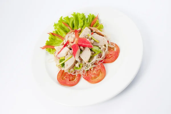 신선한 샐러드 야채 토마토와 바다 음식 — 스톡 사진