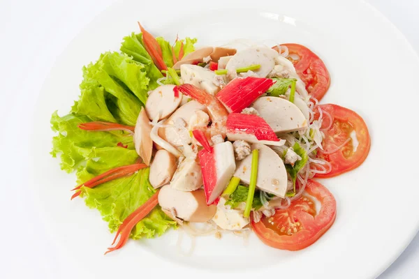 Salada fresca com legumes tomate e frutos do mar — Fotografia de Stock