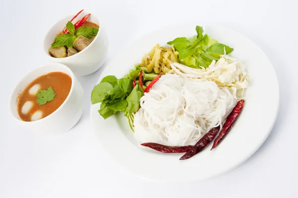 Thai food (rice noodle with curry) — Stock Photo, Image