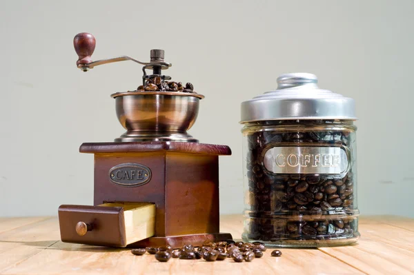 Vintage wooden coffee mill grinder — Stock Photo, Image