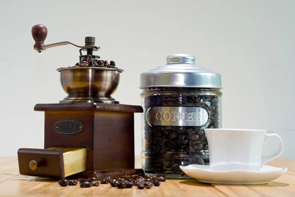 Vintage wooden coffee mill grinder — Stock Photo, Image