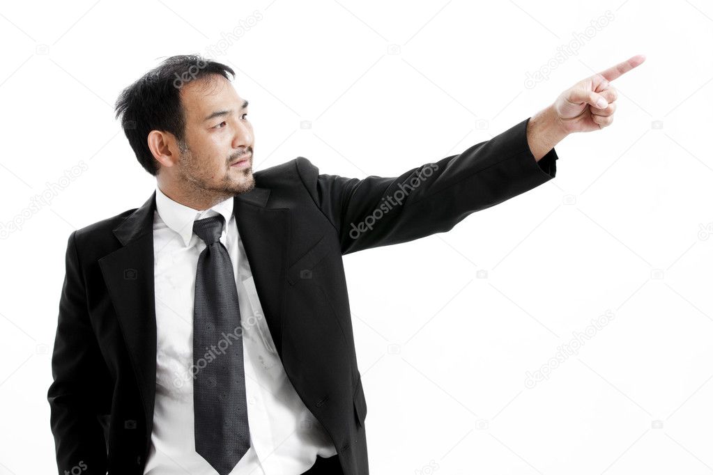 Businessman pointing
