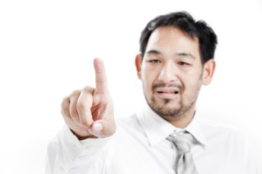 basarak veya izole üzerinde beyaz arka plan gösteren işadamı el