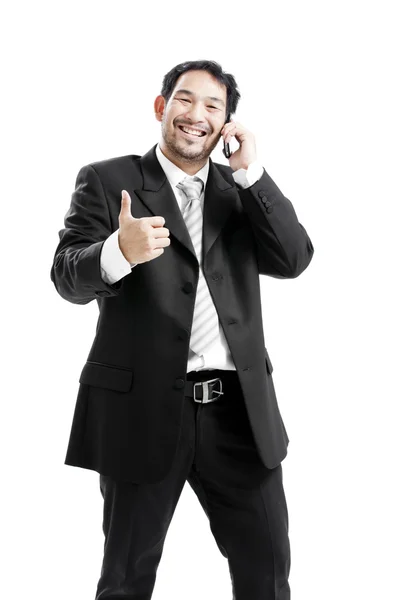 Businessman inside, giving ok sign — Stock Photo, Image