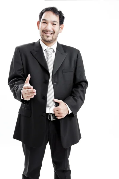 取り引きを密封する握手を求めて手を与えることのスーツのビジネスマン — ストック写真