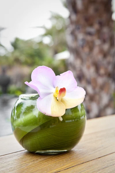 Tabla de ajuste con flor de orquídea —  Fotos de Stock