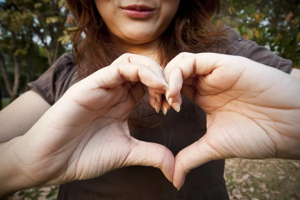Heart shaped by female hands — Stock Photo, Image