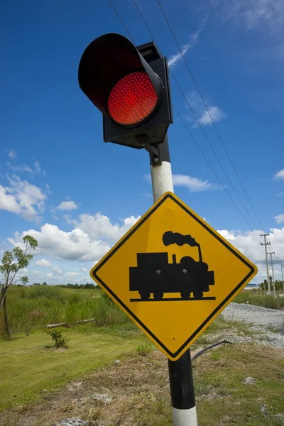 Signals command trains to stop further forward progress — Stock Photo, Image