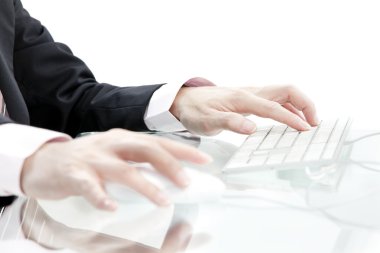 Erkek el bilgisayar klavye dokunmadan Görünümü Kapat