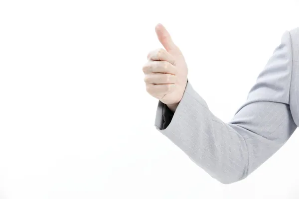 Рука бизнесмена показывает вверх большие пальцы — стоковое фото