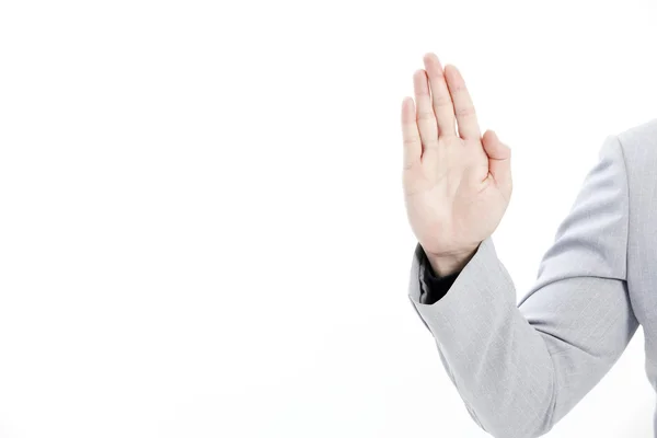 The hand of the businessman showing various signs — Stock Photo, Image