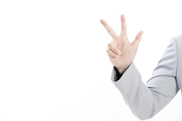 The hand of the businessman showing various signs — Stock Photo, Image