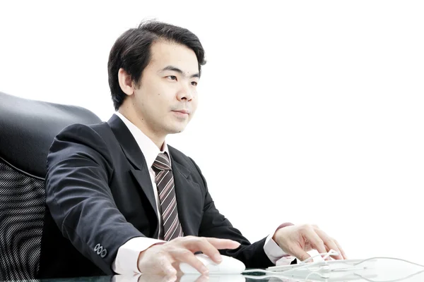 Portrait of handsome young business man using computer — Stock Photo, Image