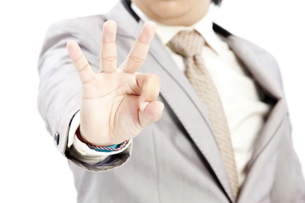 The hand of the businessman showing various signs — Stock Photo, Image