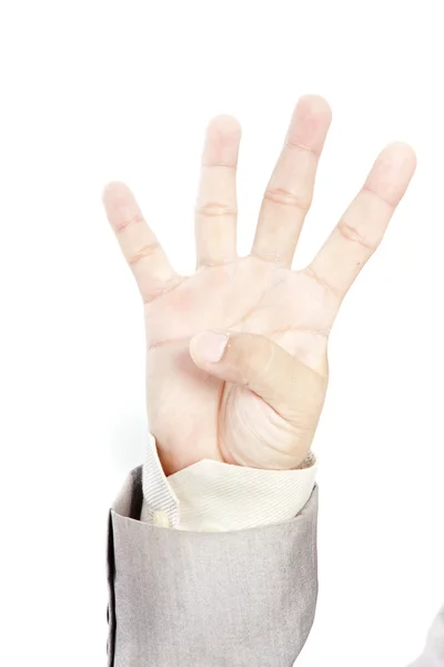 The hand of the businessman showing various signs — Stock Photo, Image