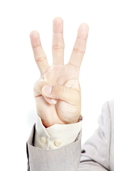 La mano del hombre de negocios mostrando varios signos —  Fotos de Stock