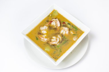 Tay karides yeşil köri bir darbe