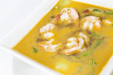 Tay karides yeşil köri bir darbe