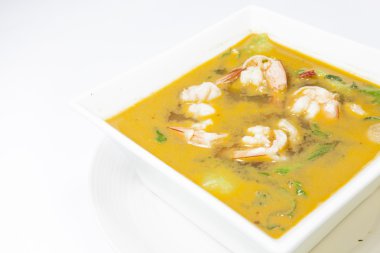 Tay karides yeşil köri bir darbe