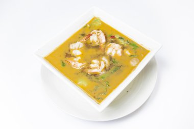 Tay karides yeşil köri bir darbe