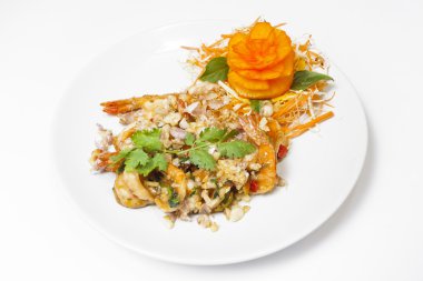 karides ile Tayland kızarmış pilav