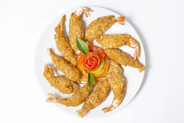 Crust roasted shrimps on plate — Stock Photo, Image
