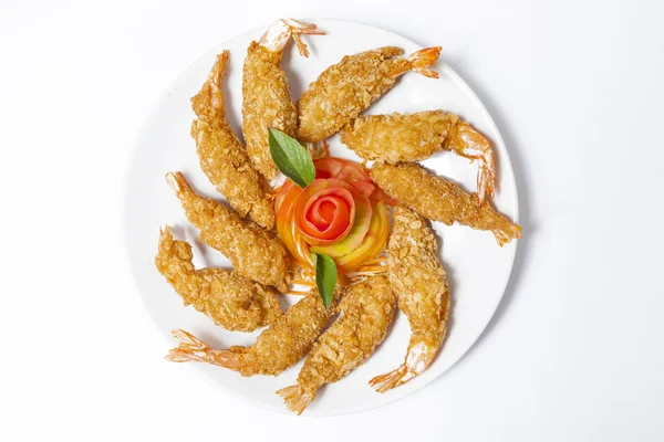 Crust roasted shrimps on plate — Stock Photo, Image