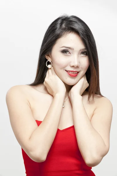 Krásná tvář mladé asijské ženy — Stock fotografie