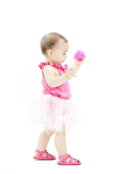 Cute dziewczynka w różowe ubrania — Zdjęcie stockowe