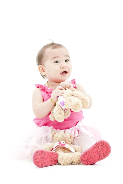 Menina bonito em roupas rosa — Fotografia de Stock