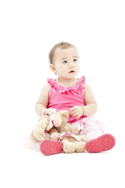 Menina bonito em roupas rosa — Fotografia de Stock