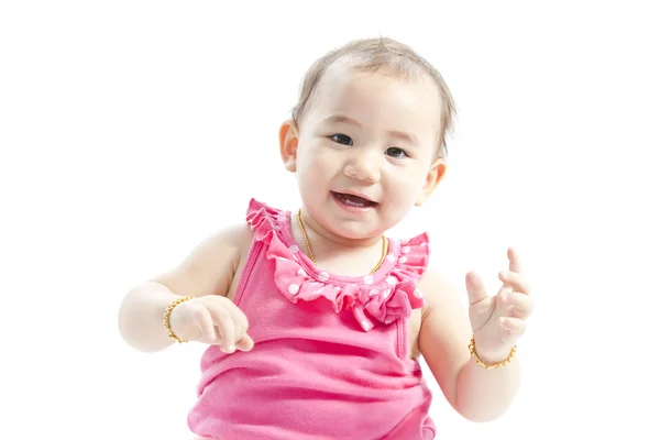 Menina bonito em roupas rosa — Fotografia de Stock