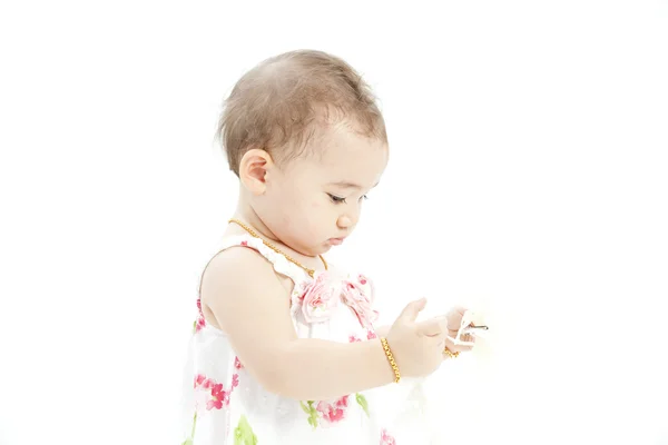 Cute baby girl in beautiful dress — Stock Photo, Image