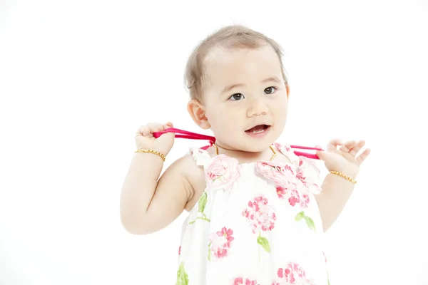 Bébé fille mignonne en belle robe — Photo