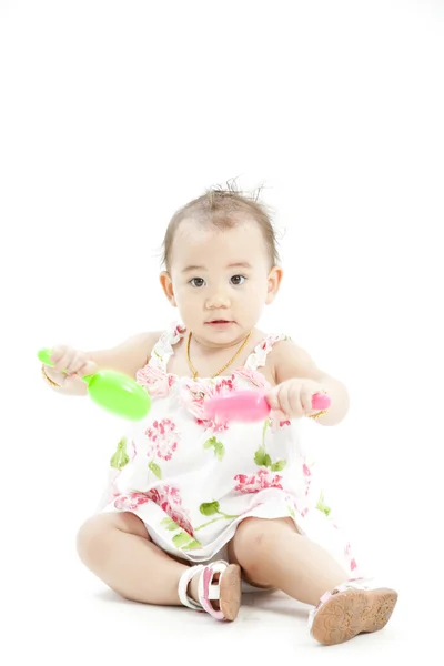 Bonito bebê menina em vestido bonito — Fotografia de Stock