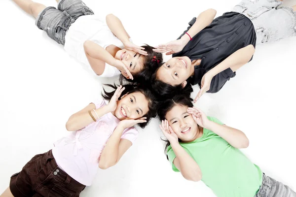 Children playing on white background — Stock Photo, Image