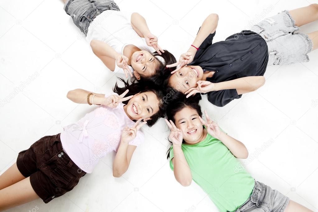 Children playing on isolated background — Stock Photo © AppleEyesStudio