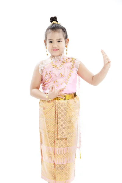 Retrato de niña tailandesa en traje tradicional — Foto de Stock