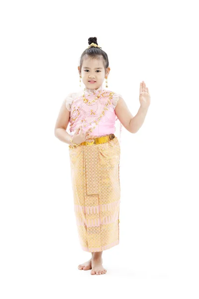 Portrét malé thajské dívky v kroji — Stock fotografie