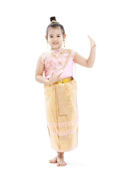 Portrait de petite fille thaïlandaise en costume traditionnel — Photo