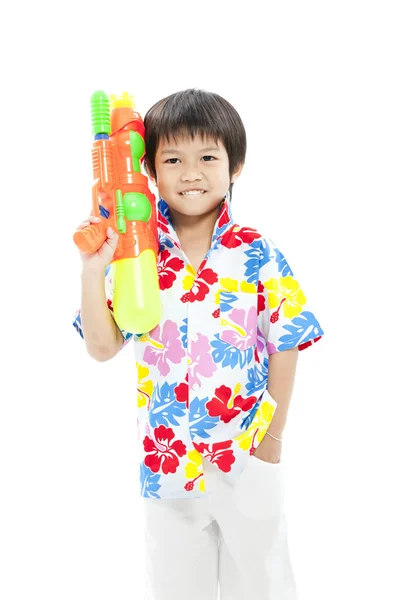 Songkran festivalen (vattenfestival) söt pojke — Stockfoto