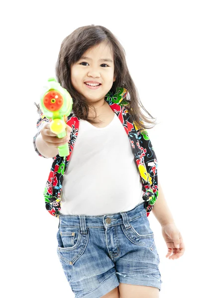 Songkran festival (festival da água) Menina asiática bonita — Fotografia de Stock