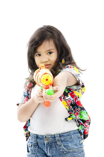 Songkran festival (water festival) Pretty asian girl — Stock Photo, Image