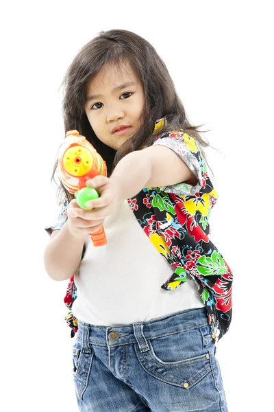 Songkran festival (festival da água) Menina asiática bonita — Fotografia de Stock
