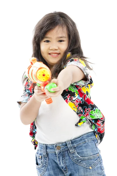 Songkran festival (water festival) Pretty asian girl — Stock Photo, Image