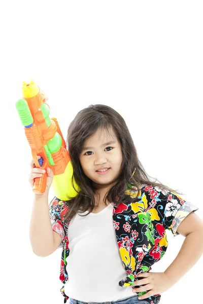 Songkran festival (water festival) Pretty asian girl — Stock Photo, Image