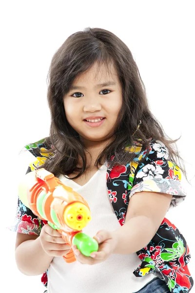 Songkran festival (water festival) Pretty asian girl — Stock Photo, Image